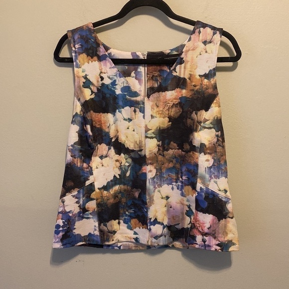 Robert Rodiguez Floral Abstract Sleeveless Spring V Neck Short Top - Picture 11 of 12